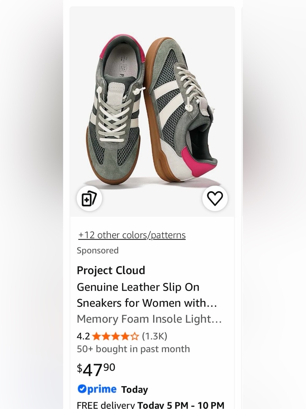 Project Cloud Women's Gray & Pink Leather Sneakers